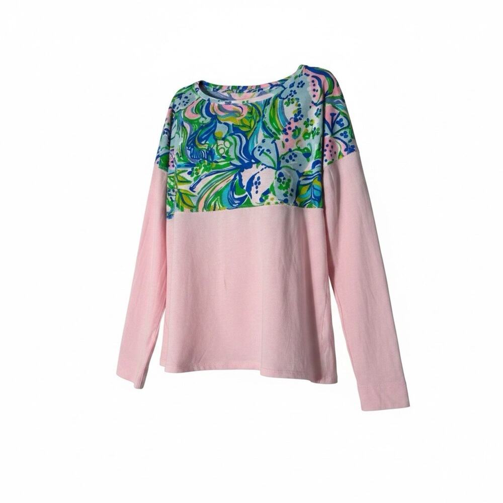 Lilly Pulitzer Girls Finn Long Sleeves Top Yoke Size XL (12-14) Beach Summer